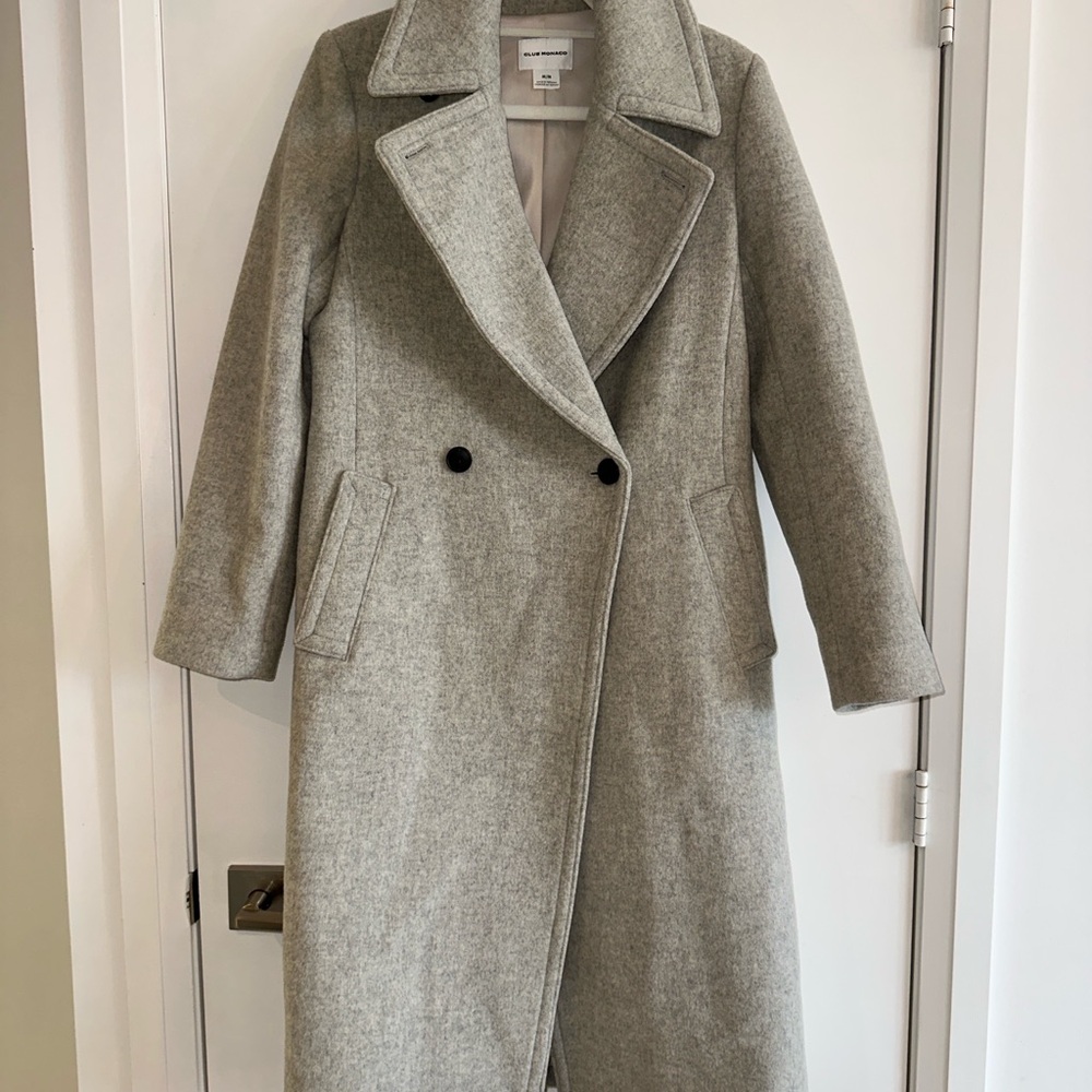Club Monaco Heather Gray Wool Trench Coat